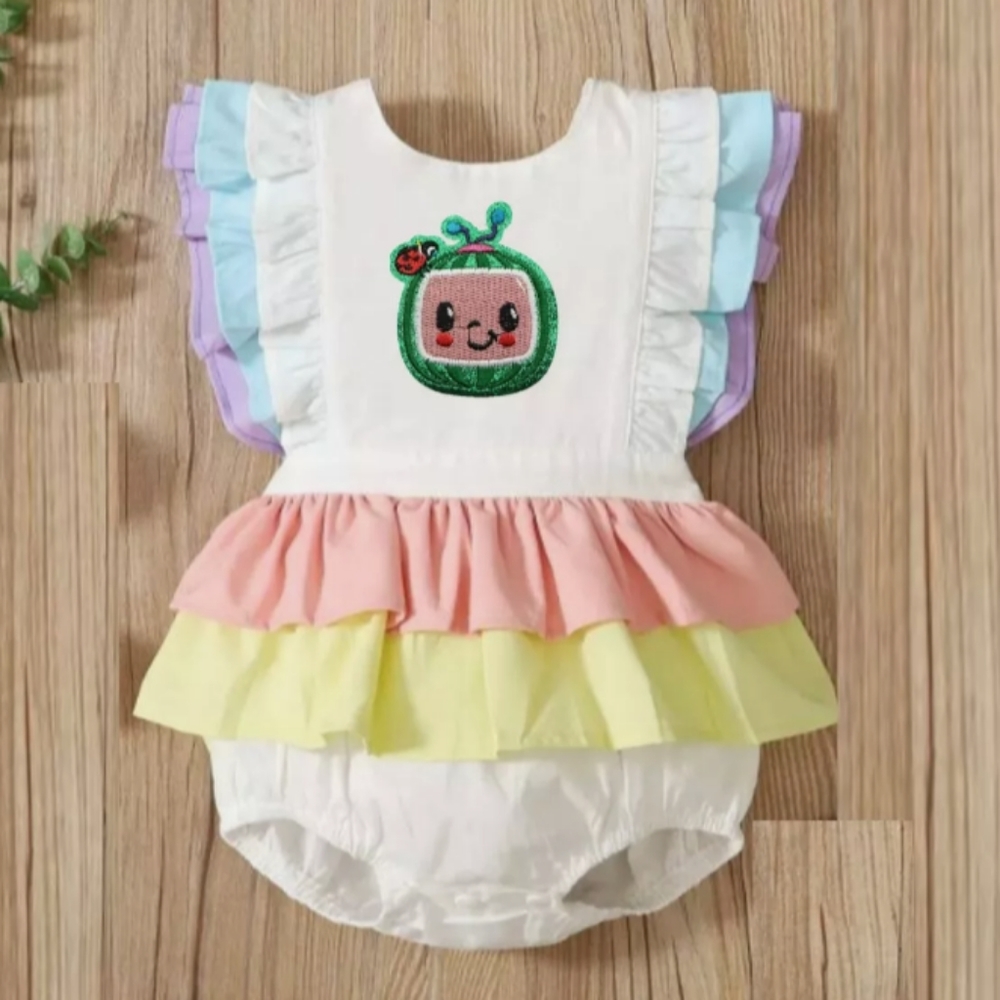 Pastel Cocomelon Dress First Second Birthday Outfit Clothes Romper Smash Cake